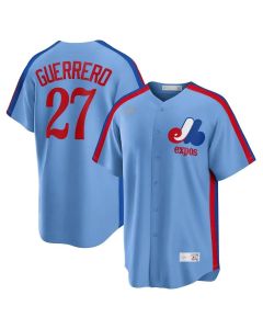 Men's Montreal Expos #27 Vladimir Guerrero Nike Light Blue Road Cooperstown Collection Team Jersey (Blue)
