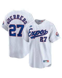 Men's Montreal Expos #27 Vladimir Guerrero Nike White Throwback Cooperstown Collection Limited Jersey