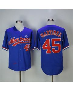 Men's Montreal Expos #45 Pedro Martinez Blue Cooperstown Collection Mesh Batting Practice Stitched MLB Jersey