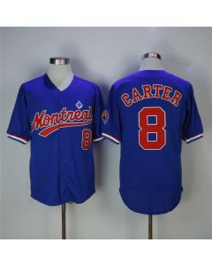 Men's Montreal Expos #8 Gary Carter Blue Cooperstown Collection Mesh Batting Practice Stitched MLB Jersey