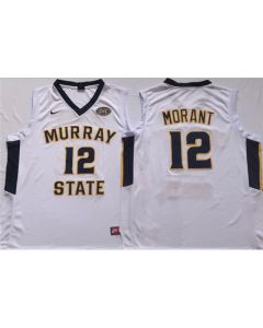 Men's Murray State Racers #12 Ja Morant White Stitched Jersey