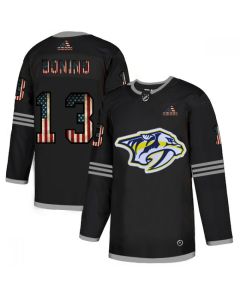 Men's Nashville Predators #13 Nick Bonino 2020 Grey USA Flag Stitched NHL Jersey