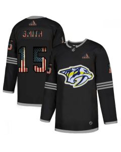 Men's Nashville Predators #15 Craig Smith 2020 Grey USA Flag Stitched NHL Jersey