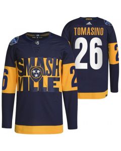 Men's Nashville Predators #26 Philip Tomasino 2022 Navy Stadium Series Player Stitched Jersey