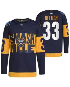 Men's Nashville Predators #33 David Rittich 2022 Navy Stadium Series Player Stitched Jersey