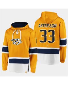 Men's Nashville Predators #33 David Rittich Gold Ageless Must-Have Lace-Up Pullover Hoodie