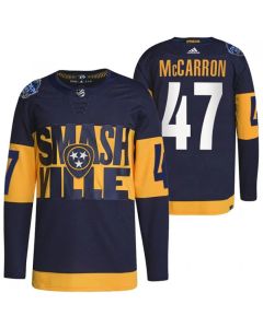 Men's Nashville Predators #47 Michael Mccarron 2022 Navy Stadium Series Player Stitched Jersey