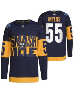 Men's Nashville Predators #55 Philippe Myers 2022 Navy Stadium Series Player Stitched Jersey