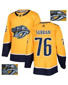 Men's Nashville Predators #76 P.K Subban Yellow Fashion Gold Stitched NHL Jersey