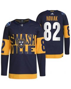 Men's Nashville Predators #82 Tommy Novak 2022 Navy Stadium Series Player Stitched Jersey