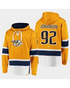 Men's Nashville Predators #92 Ryan Johansen Gold Ageless Must-Have Lace-Up Pullover Hoodie