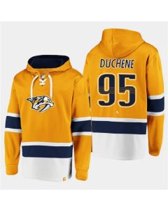 Men's Nashville Predators #95 Matt Duchene Gold Ageless Must-Have Lace-Up Pullover Hoodie