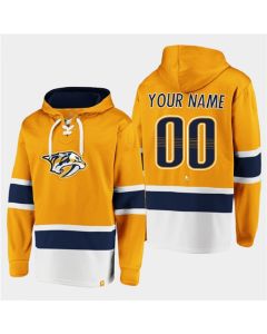 Men's Nashville Predators Active Player Custom Gold Ageless Must-Have Lace-Up Pullover Hoodie