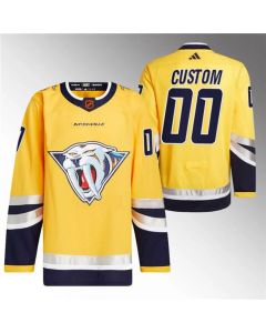 Men's Nashville Predators Custom Gold 2022-23 Reverse Retro Stitched Jersey