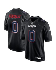 Men's New England Patriots #0 Christian Gonzalez Carbon Black Fashion Game Jersey