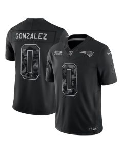Men's New England Patriots #0 Christian Gonzalez Black 2026 Salute to Service Vapor F.U.S.E. Limited Jersey