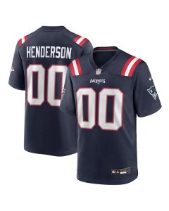 Men's New England Patriots #00 TreVeyon Henderson Navy 2025 NFL Draft Game Jersey