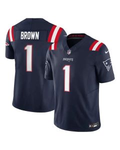 Men's New England Patriots #1 A.J. Brown Navy Vapor F.U.S.E. Limited Jersey (Brown Navy)