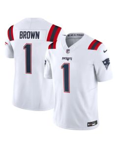 Men's New England Patriots #1 A.J. Brown White Vapor F.U.S.E. Limited Jersey (White Brown)