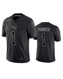 Men's New England Patriots #1 DeVante Parker Black Reflective Limited Stitched Football Jersey