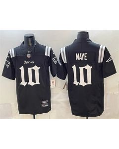 Men's New England Patriots #10 Drake Maye Black F.U.S.E. Gothic Revolution Edition Stitched Football Jersey