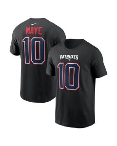 Men's New England Patriots #10 Drake Maye Carbon Black Name & Number T-Shirt (Black)