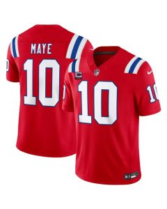 Men's New England Patriots #10 Drake Maye Red 2026 2-Star C Pach Vapor F.U.S.E. Limited Jersey (Red)