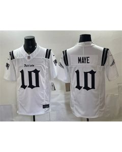 Men's New England Patriots #10 Drake Maye White F.U.S.E. Gothic Revolution Edition Stitched Football Jersey