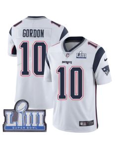 Men's New England Patriots #10 Josh Gordon White Super Bowl LIII Vapor Untouchable Limited Stitched NFL Jersey