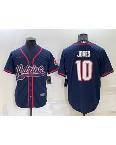 Men's New England Patriots #10 Mac Jones Navy Cool Base Stitched Baseball Jersey