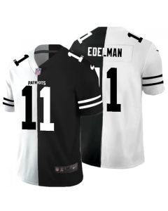 Men's New England Patriots #11 Julian Edelman Black & White Split Limited Stitched Jersey