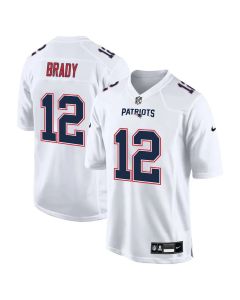 Men's New England Patriots #12 Tom Brady Tundra White Fashion Game Jersey