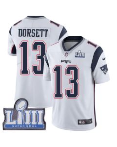 Men's New England Patriots #13 Phillip Dorsett White Super Bowl LIII Vapor Untouchable Limited Stitched NFL Jersey
