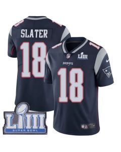 Men's New England Patriots #18 Matt Slater Navy Blue Super Bowl LIII Vapor Untouchable Limited Stitched NFL Jersey