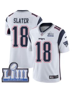 Men's New England Patriots #18 Matt Slater White Super Bowl LIII Vapor Untouchable Limited Stitched NFL Jersey