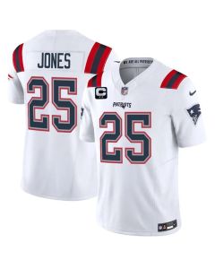 Men's New England Patriots #25 Marcus Jones White 2026 2-Star C Pach Vapor F.U.S.E. Limited Jersey (White)