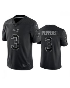Men's New England Patriots #3 Jabrill Peppers Black Reflective Limited Stitched Football Jersey