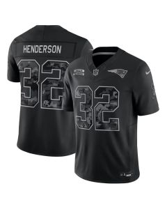 Men's New England Patriots #32 TreVeyon Henderson Black 2026 Salute to Service Vapor F.U.S.E. Limited Jersey