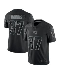 Men's New England Patriots #37 Damien Harris Black Reflective Limited Stitched Football Jersey