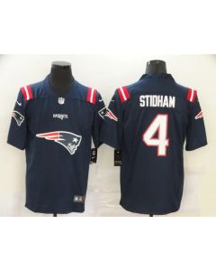 Men's New England Patriots #4 Jarrett Stidham Navy Team Big Logo Limited Stitched NFL Jersey