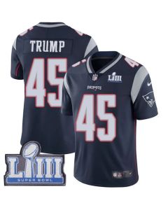 Men's New England Patriots #45 Donald Trump Navy Blue Super Bowl LIII Vapor Untouchable Limited Stitched NFL Jersey