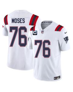Men's New England Patriots #76 KMorgan Moses White 2026 3-Star C Pach Vapor F.U.S.E. Limited Jersey