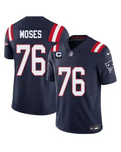 Men's New England Patriots #76 Morgan Moses Navy 2026 3-Star C Pach Vapor F.U.S.E. Limited Jersey