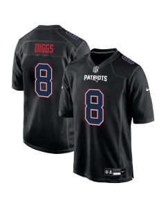 Men's New England Patriots #8 Stefon Diggs Carbon Black Fashion Game Jersey (Black)