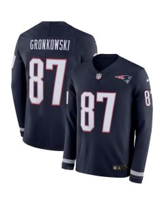 Men's New England Patriots #87 Rob Gronkowski Navy Therma Long Sleeve Stitched NFL Jersey