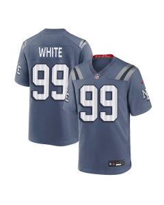 Men's New England Patriots #99 Keion White Blue Rivalries Collection Game Jersey (Blue White)