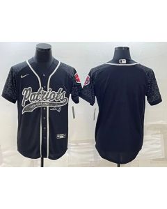 Men's New England Patriots Blank Black Reflective With Patch Cool Base Stitched Baseball Jersey