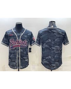 Men's New England Patriots Blank Grey Camo With Patch Cool Base Stitched Baseball Jersey
