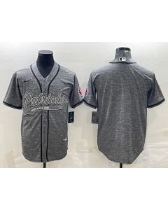 Men's New England Patriots Blank Grey With Patch Cool Base Stitched Baseball Jersey