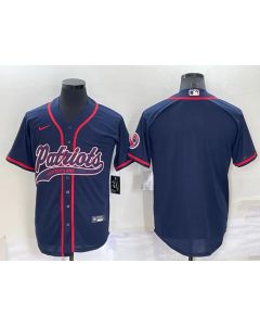 Men's New England Patriots Blank Navy Cool Base Stitched Baseball Jersey